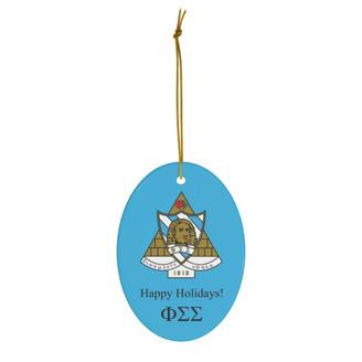 Phi Sigma Sigma Holiday Crest Oval Ornaments