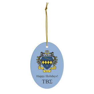 Tau Beta Sigma Holiday Crest Oval Ornaments