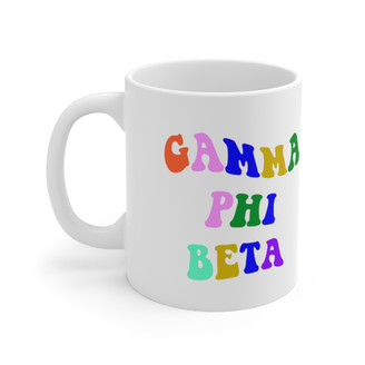 Gamma Phi Beta Sorority Rainbow Text Coffee Mug