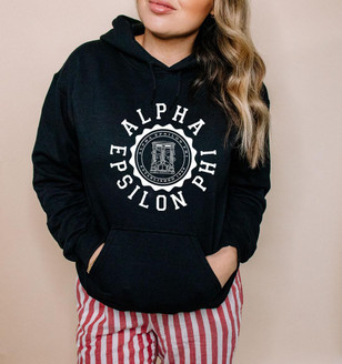 Printify Alpha Epsilon Phi Unisex College Seal Hoodie 