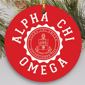 Alpha Chi Omega Round Christmas Shield Ornaments