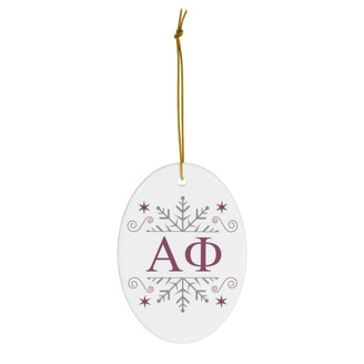 Printify Alpha Phi Holiday Color Snowflake Christmas Ornaments 