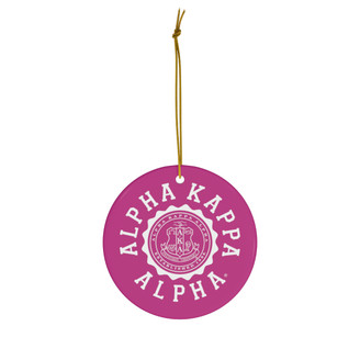 Alpha Kappa Alpha Round Christmas Shield Ornaments
