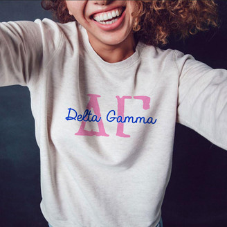Printify Delta Gamma Greek Type Crewneck Sweatshirts 