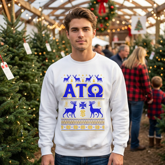 Alpha Tau Omega Ugly Christmas Sweater Crewneck Sweatshirts