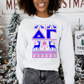 Delta Gamma Ugly Christmas Sweater Crewneck Sweatshirts