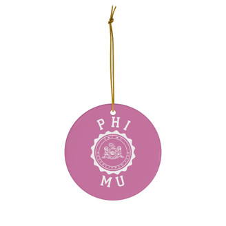 Phi Mu Round Christmas Shield Ornaments