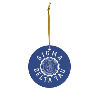 Sigma Delta Tau Round Christmas Shield Ornaments