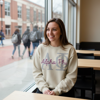 Alpha Phi Greek Type Crewneck Sweatshirts