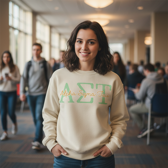 Alpha Sigma Tau Greek Type Crewneck Sweatshirts