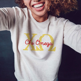 Chi Omega Greek Type Crewneck Sweatshirts