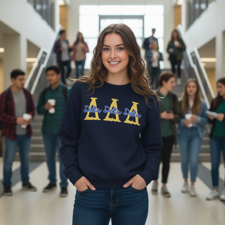 Delta Delta Delta Greek Type Crewneck Sweatshirts