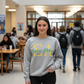Sigma Alpha Greek Type Crewneck Sweatshirts