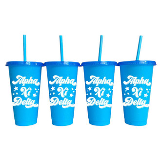 Sorority Shop Alpha Xi Delta Glitter Color Changing Cup 4-Pack 