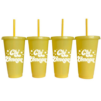 Sorority Shop Chi Omega Glitter Color Changing Cup 4-Pack 