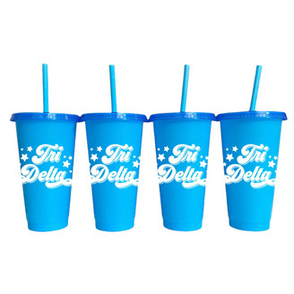 Sorority Shop Delta Delta Delta Glitter Color Changing Cup 4-Pack 