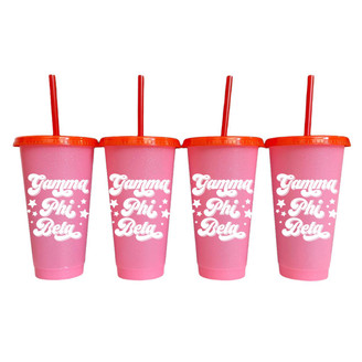Sorority Shop Gamma Phi Beta Glitter Color Changing Cup 4-Pack 
