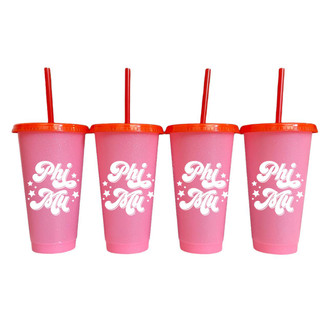 Sorority Shop Phi Mu Glitter Color Changing Cup 4-Pack 