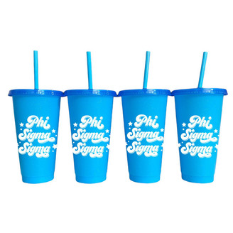 Sorority Shop Phi Sigma Sigma Glitter Color Changing Cup 4-Pack 