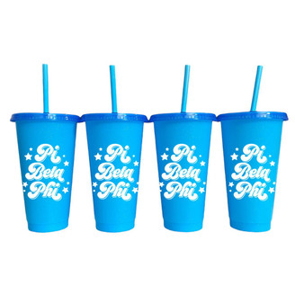 Sorority Shop Pi Beta Phi Glitter Color Changing Cup 4-Pack 