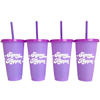 Sorority Shop Sigma Kappa Glitter Color Changing Cup 4-Pack 