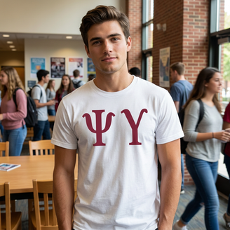 PSI UPSILON LETTERED TEE - $24.95