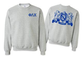 Printify Phi Lambda Chi World Famous Crest - Shield Crewneck Sweatshirts 