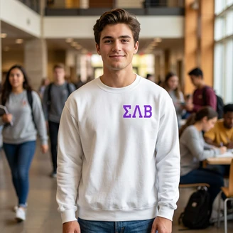 Sigma Lambda Beta World Famous Crest - Shield Crewneck Sweatshirts