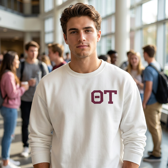 Theta Tau World Famous Crest - Shield Crewneck Sweatshirts