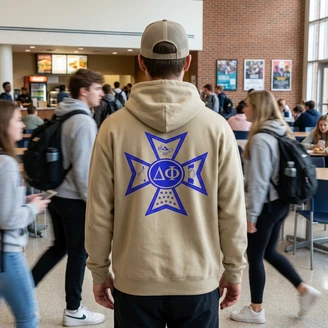 Delta Phi World Famous Crest - Shield Hooded Sweatshirt