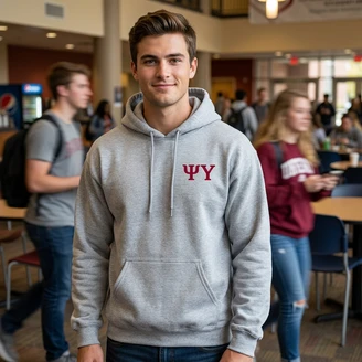 Psi Upsilon World Famous Crest - Shield Hooded Sweatshirts