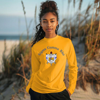 Printify Sigma Gamma Rho World Famous Color Crest Long Sleeve T-Shirt 