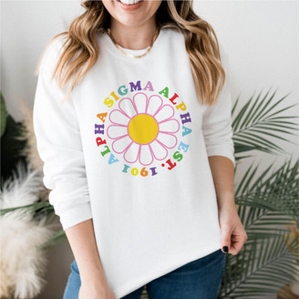 Alpha Sigma Alpha Rainbow Daisy Crewneck Sweatshirt