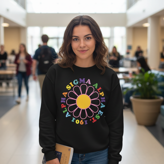 Alpha Sigma Alpha Rainbow Daisy Crewneck Sweatshirt