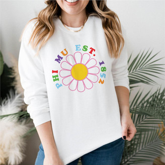 Phi Mu Rainbow Daisy Crewneck Sweatshirt