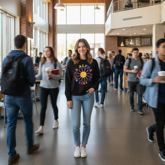Sigma Alpha Rainbow Daisy Crewneck Sweatshirt
