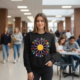 Zeta Tau Alpha Rainbow Daisy Crewneck Sweatshirt