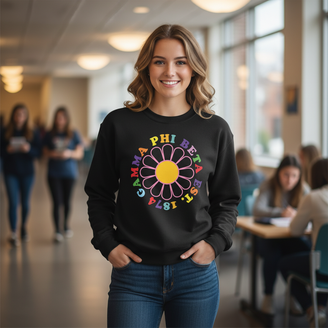 Gamma Phi Beta Rainbow Daisy Crewneck Sweatshirt