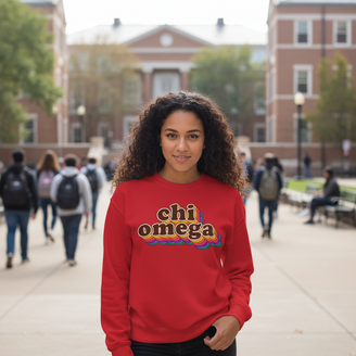Chi Omega Retro Maya Crewneck Sweatshirts