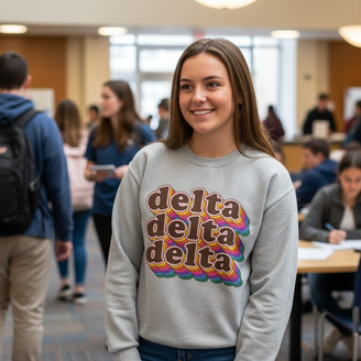 Delta Delta Delta Retro Maya Crewneck Sweatshirts