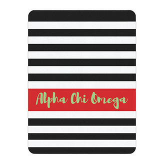 Alpha Chi Omega Stripes Tan Sherpa Blanket - Giant Size!