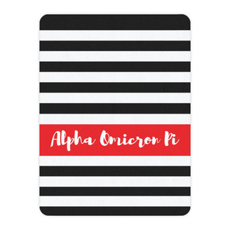 Alpha Omicron Pi Stripes Tan Sherpa Blanket - Giant Size!
