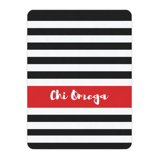 Chi Omega Stripes Tan Sherpa Blanket - Giant Size!