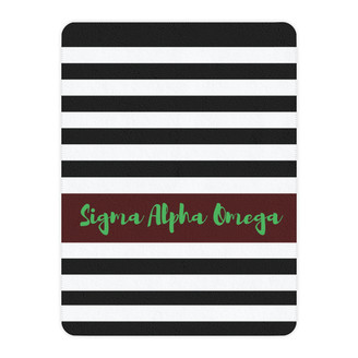 Sigma Alpha Omega Stripes Tan Sherpa Blanket - Giant Size!