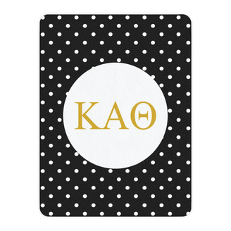 Kappa Alpha Theta Polka Dots Tan Sherpa Blanket - Giant Size!