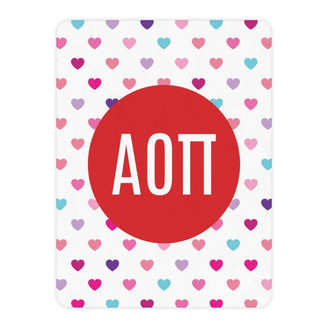Printify Alpha Omicron Pi Hearts Tan Sherpa Blanket - Giant Size! 