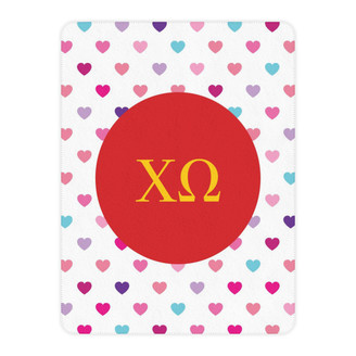 Chi Omega Hearts Tan Sherpa Blanket - Giant Size!