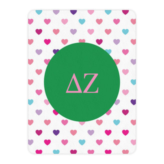 Delta Zeta Hearts Tan Sherpa Blanket - Giant Size!