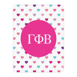 Gamma Phi Beta Hearts Tan Sherpa Blanket - Giant Size!