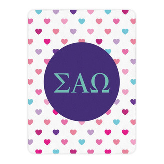 Printify Sigma Alpha Omega Hearts Tan Sherpa Blanket - Giant Size! 